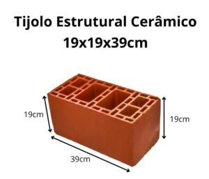 Bloco Cerâmico Estrutural 19x19x39cm Unidade